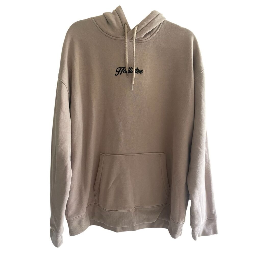 Hollister Tan Hooded Sweatshirt Men’s Size XXL Embroidered Logo Kangaroo Pocket